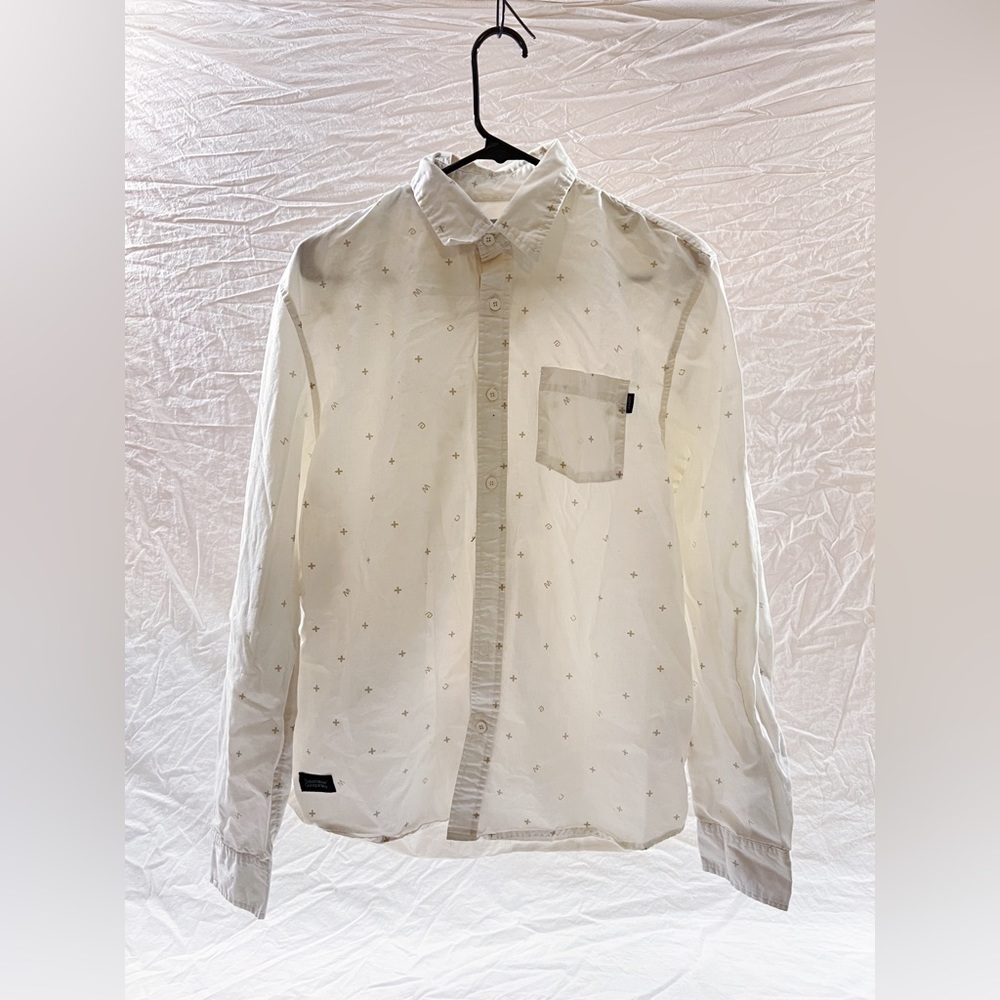 Men’s WESC White Button Down Patterned Shirt
